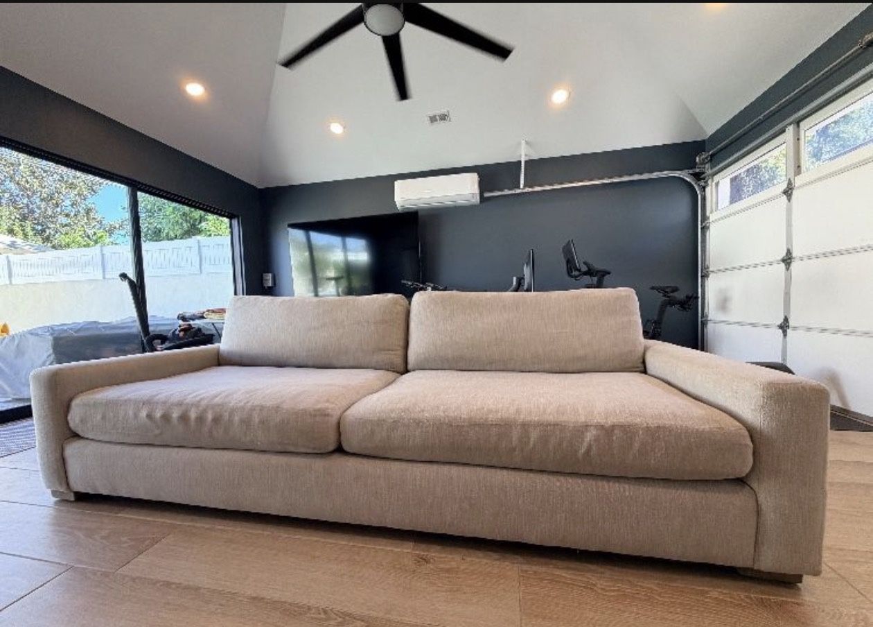 Restoration Hardware 9ft Luxe Maxwell Sand/Linen Sofa