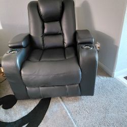 Black Leather Power Recliner.  