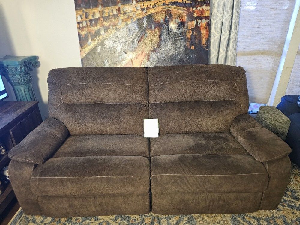 Brown Suede Double Recliner