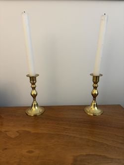 Set Of 2 Brass Candlestick Holders