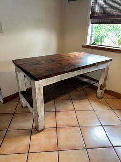 Antique industrial wood table
