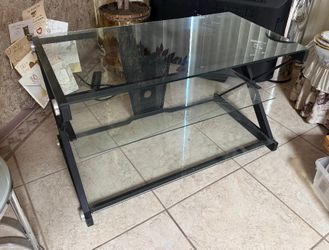 TV Stand with Glass Shelves