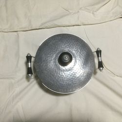 Vintage Hammered Aluminum Covered Dish Marked SA Spain