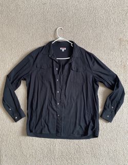  True Religion Long Sleeve Button Up Mens Black Shirt Size 2XL