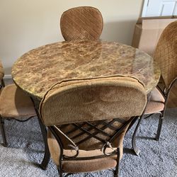 5 Piece Bronze/marble Top Dining Room Set