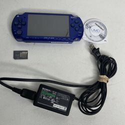 Sony PSP 2001 Metallic Blue With Charger And Games. New Battery.