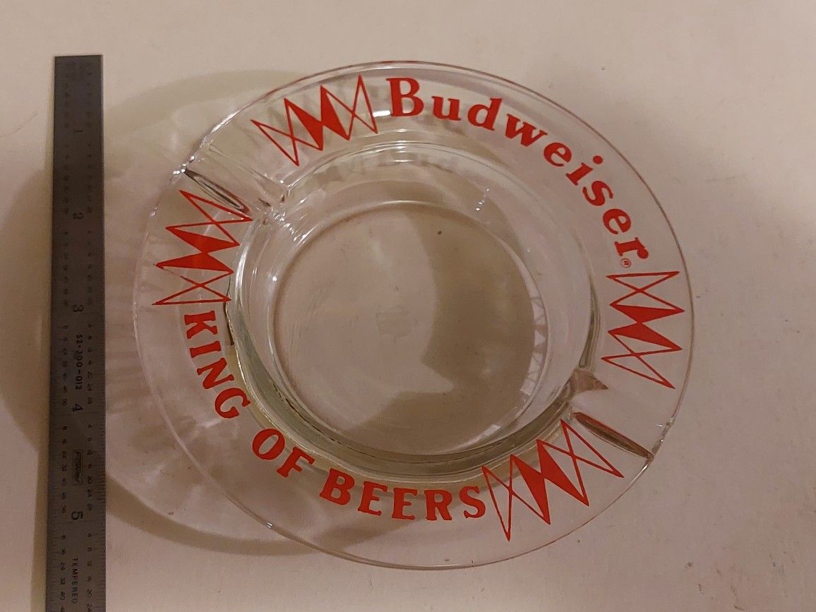 Vintage Glass Budweiser Ash Tray