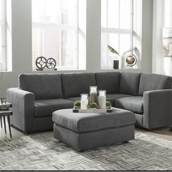 NEW!!! Candela Charcoal 4-Piece Modular Sectional with Ottoman