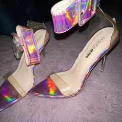 Fashion Nova Pink Holographic Heels