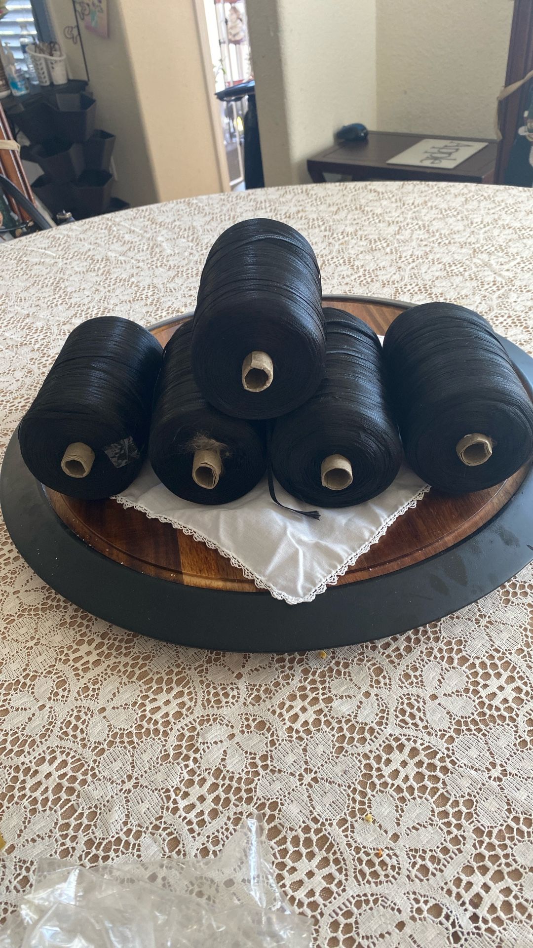 5 Madejas De Hilo Negro De Macramé