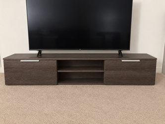 Modern Dark Brown Wood Grain TV Stand Media Console