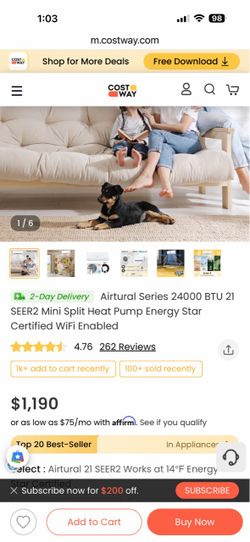 costway 24,000 btu mini split
