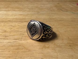 Sterling Silver 1%er Diamond Biker Ring
