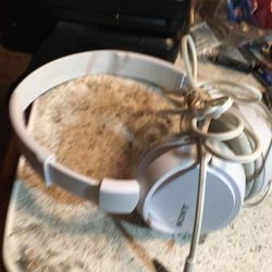 White Sony Plug In Headphones