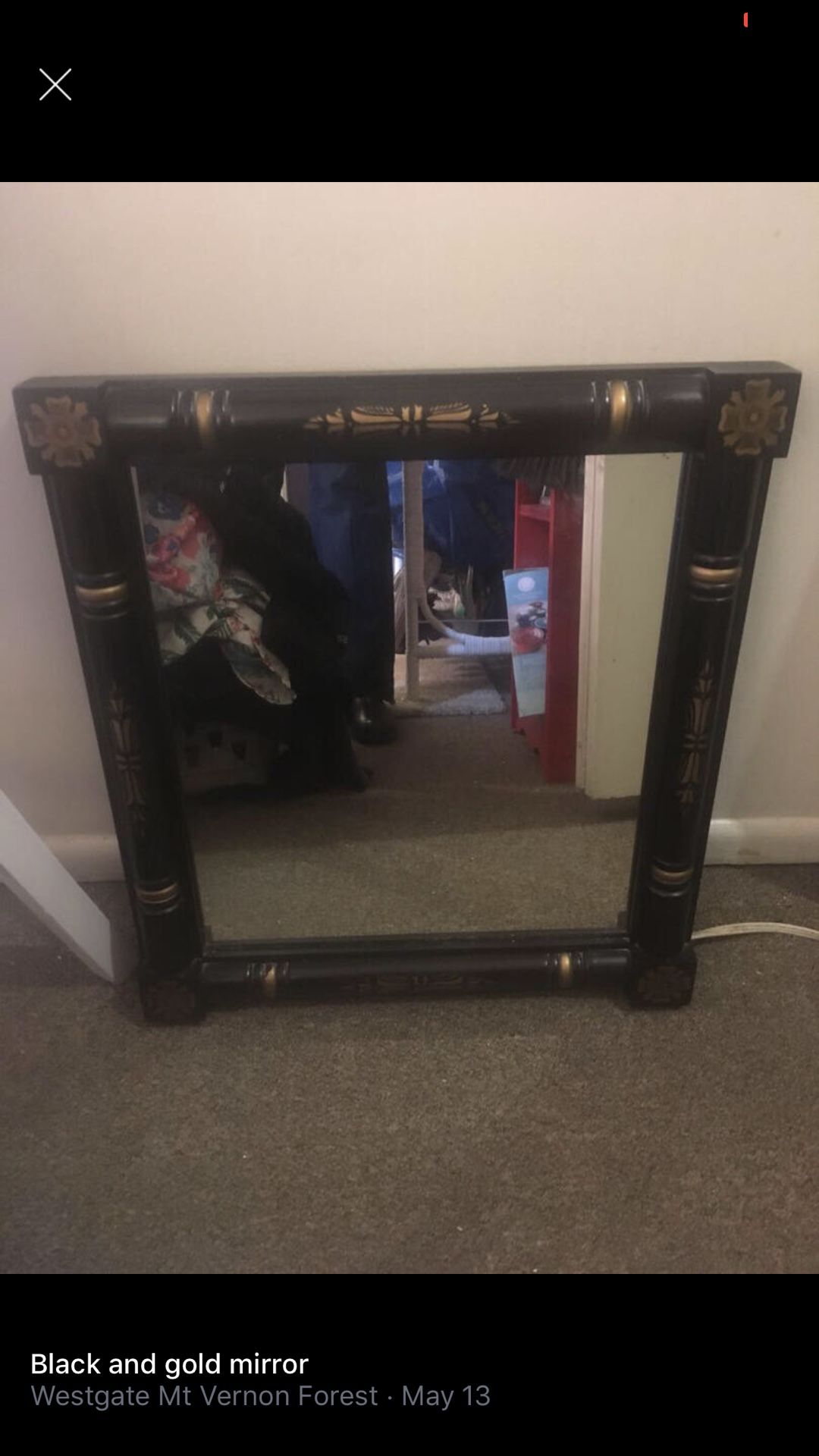 Mirror black and gold very heavy and antique