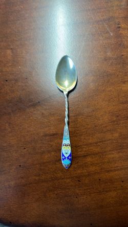 Gorhan 363 sterling & enamel twist handle Demitasse spoon-gold