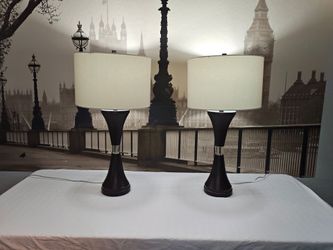 Set of 2 Brown Hammered Metal lamps