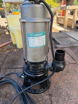 AIDPATH 1HP Submersible Sewage Grinder Pump, Stainless Steel Housing, 2" NPT Discharge - For 30"+ Deep Sewage Basins, Septic Tanks, 52.5ft Head 6076GP