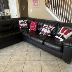 Brown Leather Sectional and Recliner