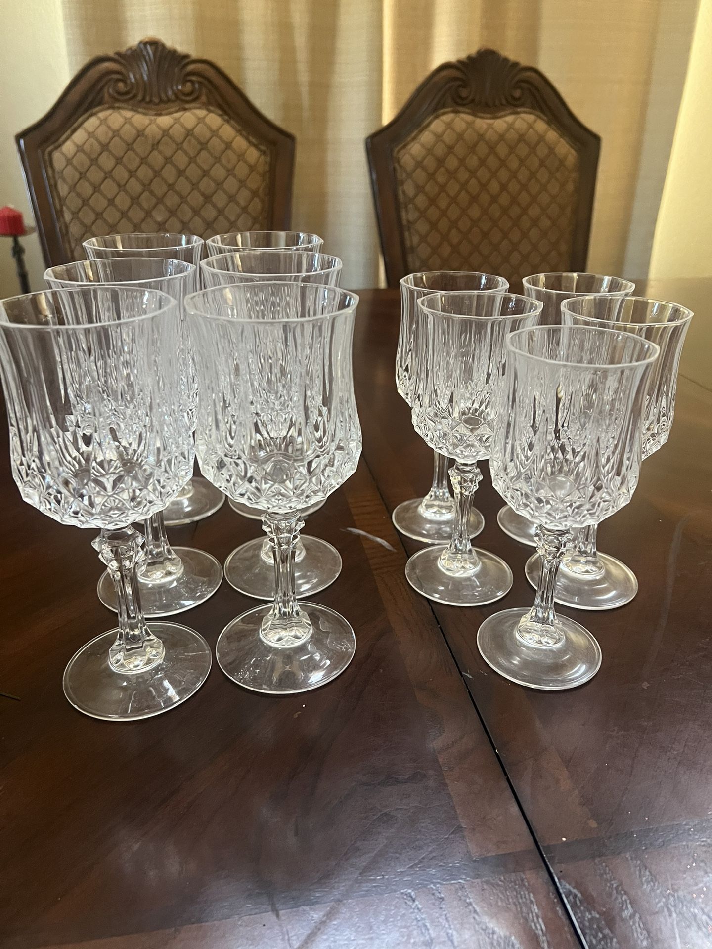 Vintage Durand Wine Glasses Longchamp Crystal D’Arques - Set Of 11