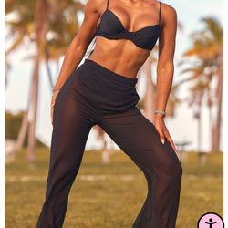 PrettyLittleThing Black Beach Pants Sz 4