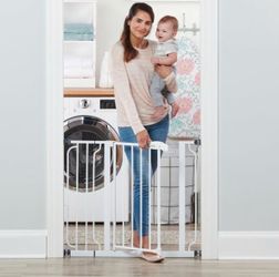 Regalo Safety 29-38.5" Baby Gate For Doorways & Bottom Of Stairs, Pressure Mounted Baby Gate With Door For Babies, Toddlers & Pets, Tested & Safe For 