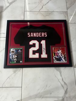 Deion Sanders Autographed Framed Jersey
