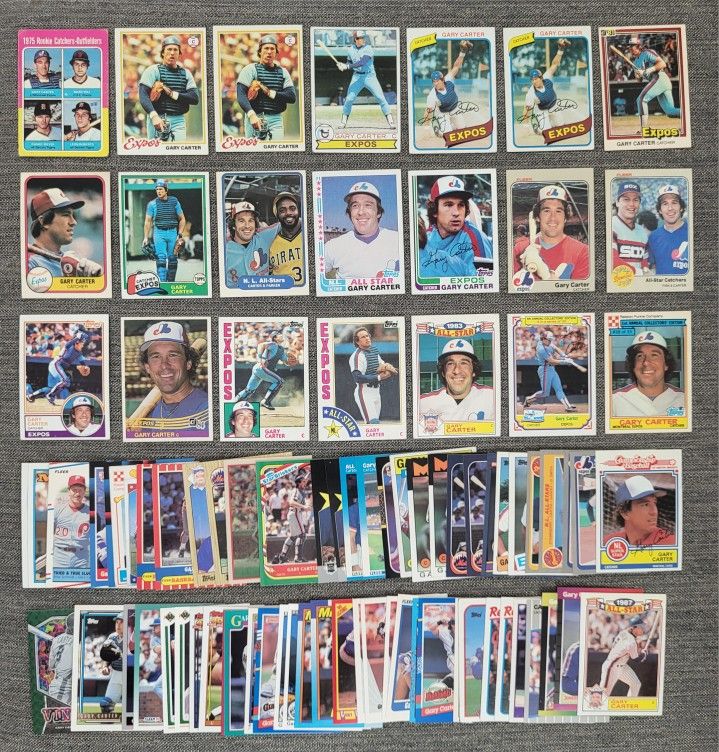 Gary Carter Lot with ROOKIE of 84 Total Baseball Cards 1975 Topps #620 Rookie HOF 