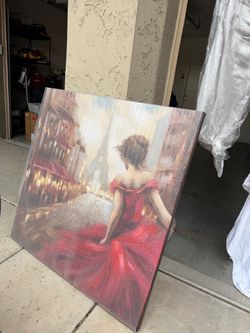Large Canvas Wall Art Woman in Red Dress