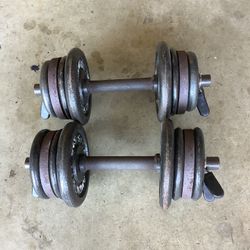 50 Lbs Of Standard Weights And Dumbbells 