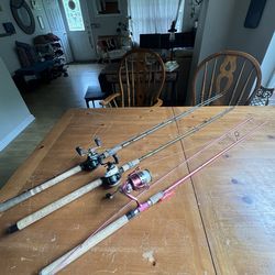 Fishing Gear Bundle - 3 Rods + Reels (Shimano Curado, Abu Revo, Pink Pflueger) - $300 OBO