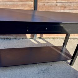 Black Console Table with Shelf and Drawer