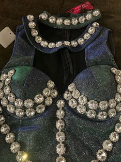 Beautiful Green Rhinestone Bodysuit