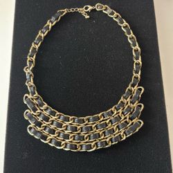 Gold With Pleather Necklace 