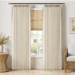 Pinch Pleated Linen Curtains, 40"x 90", Cream Ivory