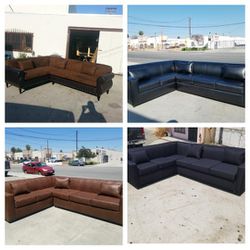 NEW 7X9FT  Sectional COUCHES, Microfiber Combo  Brown Leather,  BLACK,  LEATHER AND BLACK FABRIC  Sofas  Couch