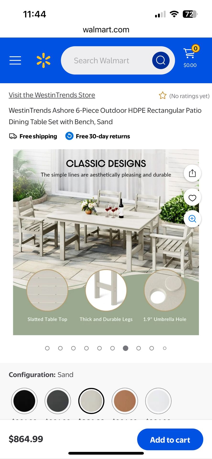 Outdoor Dining Table For 6 (table Only)