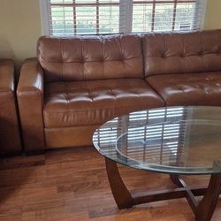 Leather Sofa With Loveseat and Ottoman 