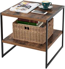 Industrial Style Rustic Brown End Table