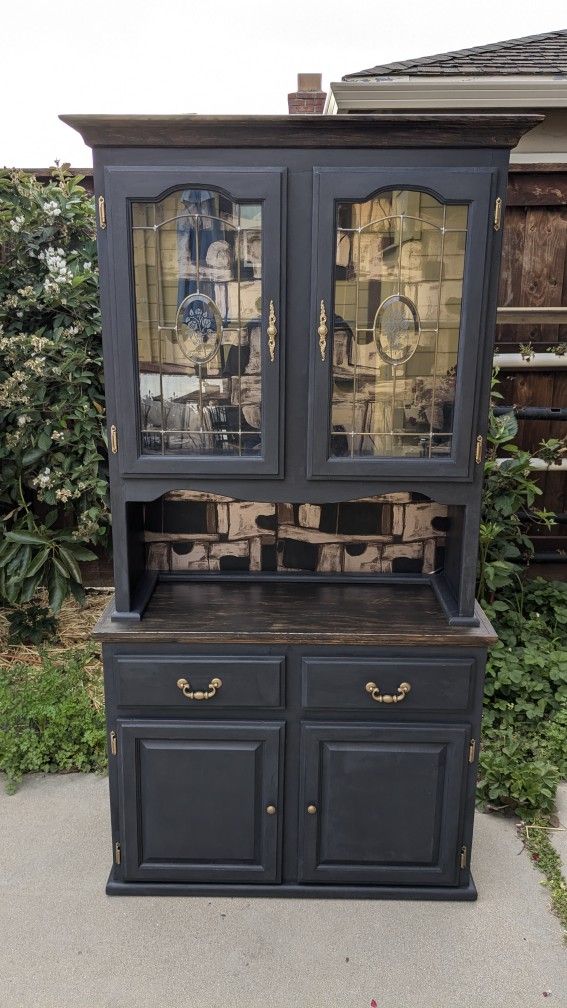 China Hutch – Black Noir & Walnut | Elegant, Unique + Free Local Delivery!