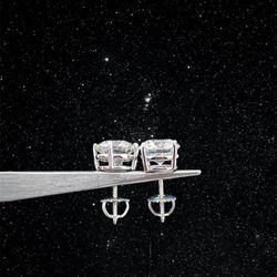Lab Grown Screw Back Earrings In 14k White Gold