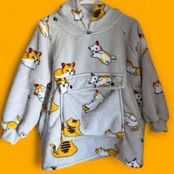 Cat Wearable Blanket Hoodie With Pocket