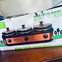 (NEW) TRŪ Three Crock Buffet Slow Cooker 2.5Qt Each +Serving Spoonsby