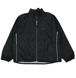 VINTAGE NIKE WINDBREAKER JACKET MENS XL BLACK SWEATSHIRT TRAVIS SWOOSH FULL ZIP