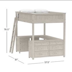 Loft Bed with Desk and Storage Drawers Solid Wood $350 OBO