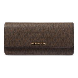 Michael Kors Jet Set Logo Large Flat Wallet, Brown/Acorn