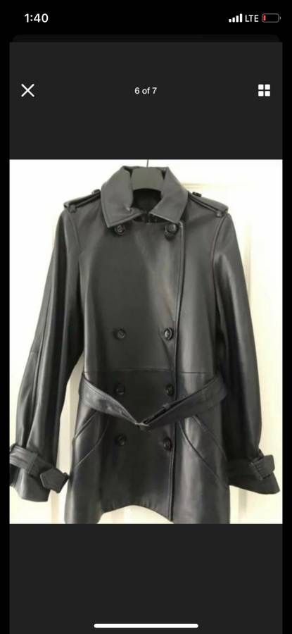 COACH DYLAN SHORT LEATHER TRENCH COAT JACKET MIDNIGHT NAVY SIZE XXS