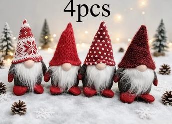 4 pcs Holiday Gnome Christmas Gnome Decorations,Handmade Swedish Tomte Santa Scandinavian Figurine