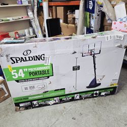 Spalding 54-Inch Portable Basketball Hoop with Shatter-Proof Polycarbonate Backboard, Adjustable ExactaHeight System & Pro Slam Rim-Outdoor Play
