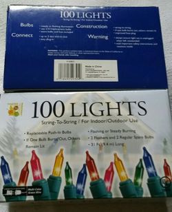 SOLD SOLD 2Strings of100 Multi-Colored indoor/outdoor Lights & 50 Light Window Icicle Set